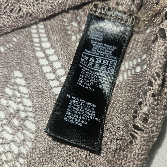 Forever 21 S Cropped Long Sleeve Lace Blouse Metallic Silver Goth Grunge Sheer - Picture 5 of 8